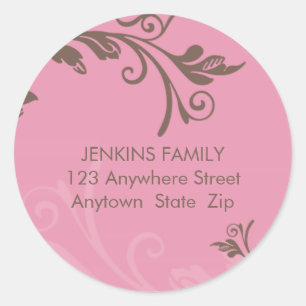 PERSONALIZED ADDRESS LABEL bold vine pink brown
