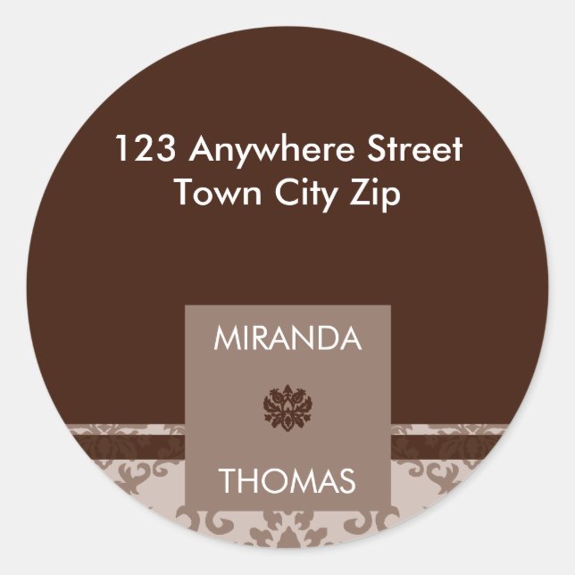 PERSONALIZED ADDRESS LABEL :: damask colours 5B (Front)