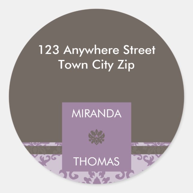 PERSONALIZED ADDRESS LABEL :: damask colours 7B (Front)