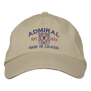 Personalized Admiral Nautical Monogram & more Embroidered Hat