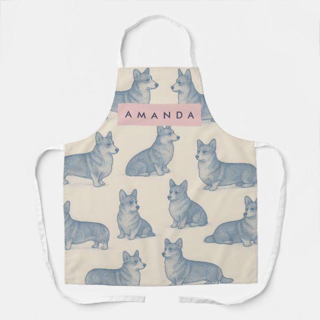 Personalized Adorable Corgi Pattern Apron (Front)