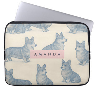 Personalized Adorable Corgi Pattern Laptop Sleeve