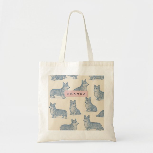 Personalized Adorable Corgi Pattern Tote Bag (Front)