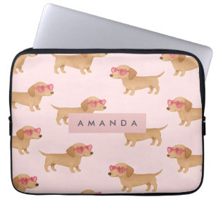 Personalized Adorable Dachshund Dog Laptop Sleeve