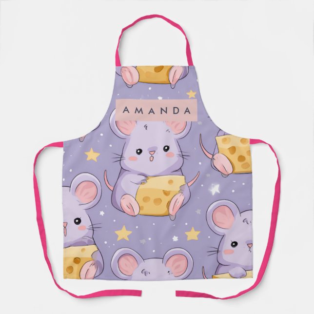 Personalized Adorable Kawaii Mice Pattern Apron (Front)