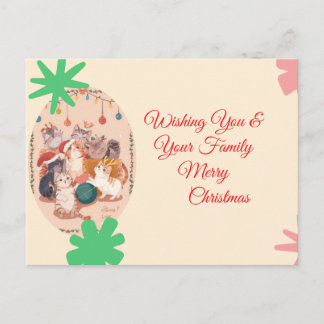 Personalized Aesthetic Cat Funny Holiday Postcard