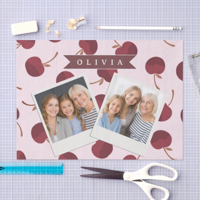 Personalized Aesthetic Cherry Pattern Name Gift Tissue Paper (Craft)