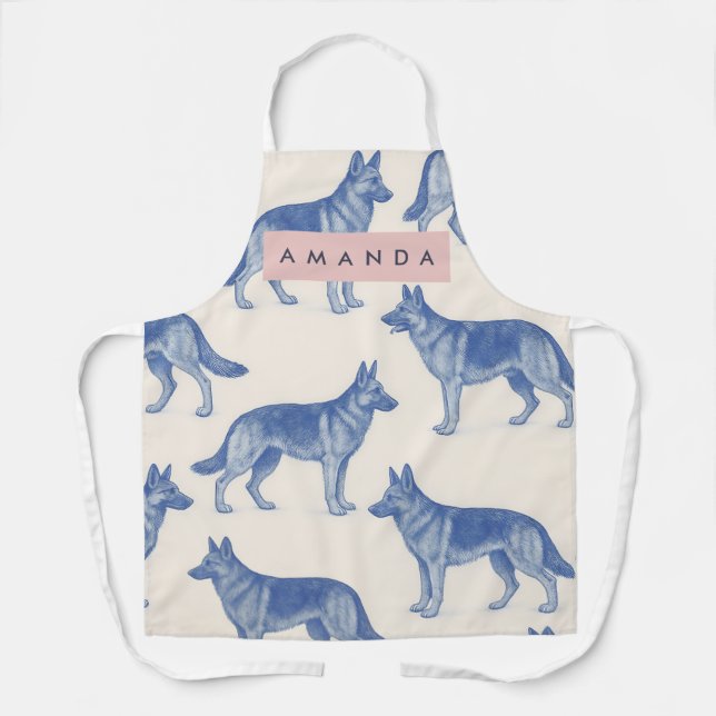 Personalized Aesthetic German Shepherd Pattern Apron (Front)