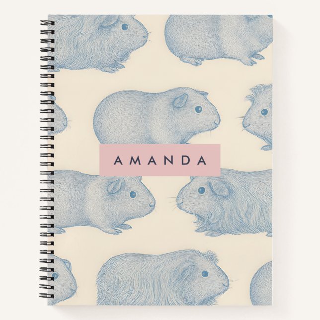 Personalized Aesthetically Cute Guinea Pigs Patter Notebook (Front)