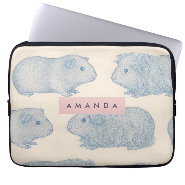 Personalized Aesthetically Guinea Pigs Pattern Laptop Sleeve (Front)
