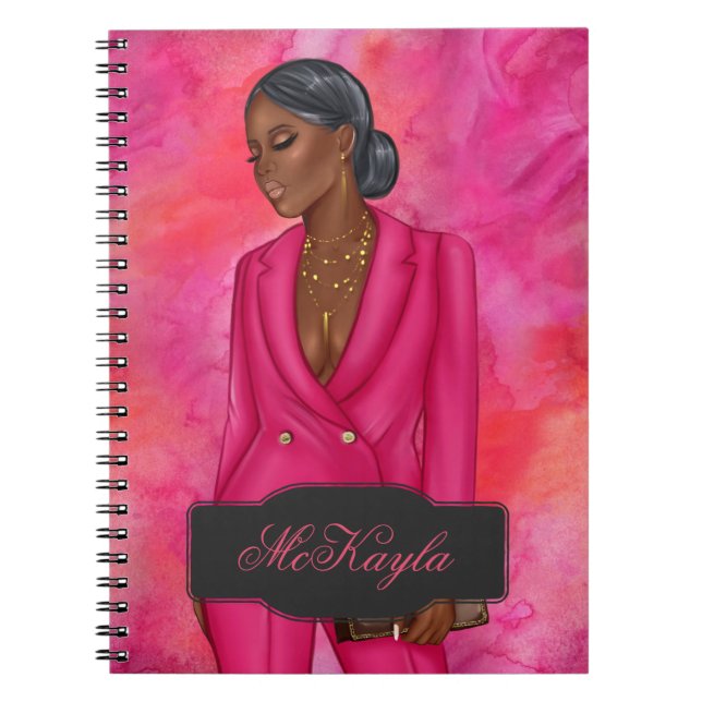 Personalized African-American CEO Boss Woman Notebook (Front)