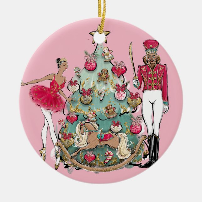 Personalized African American Nutcracker Ballet Ceramic Ornament (Front)