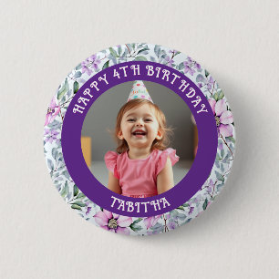 Personalized Age, Name and Photo Birthday  6 Cm Round Badge