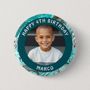 Personalized Age, Name and Photo Birthday  6 Cm Round Badge