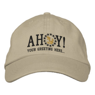 Personalized AHOY! Nautical Greetings Embroidery Embroidered Hat