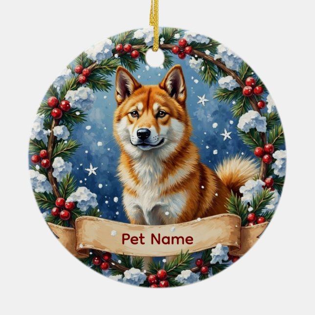 Personalized Akita Christmas Ceramic Ornament (Back)
