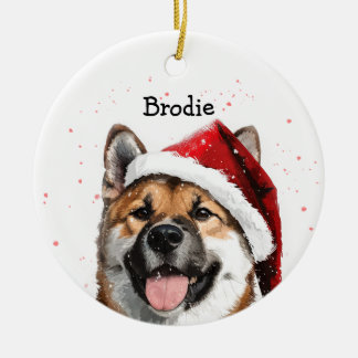 Personalized Akita Christmas Ceramic Ornament