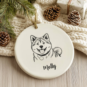 Personalized Akita Dog Christmas Ceramic Ornament