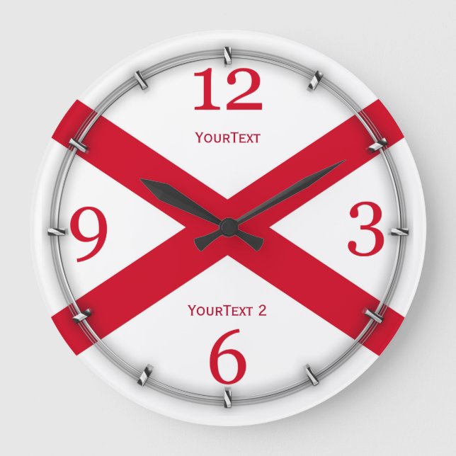 Personalized Alabama State Flag on a Large Clock (Front)