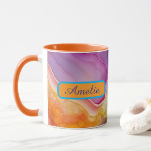 Personalized Alcohol Ink Style Mug with Name, gift