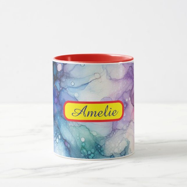 Personalized Alcohol Ink Style Mug with Name, gift (Center)