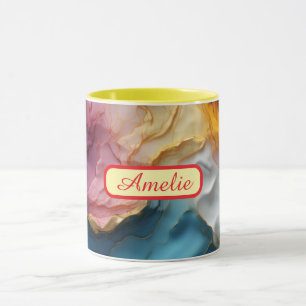Personalized Alcohol Ink Style Mug with Name, gift