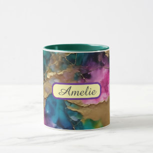 Personalized Alcohol Ink Style Mug with Name, gift