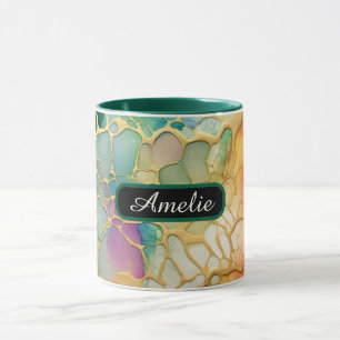 Personalized Alcohol Ink Style Mug with Name, gift