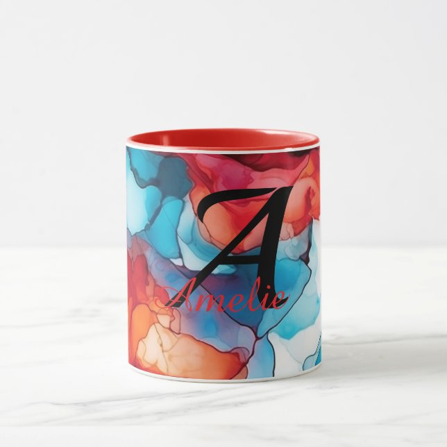 Personalized Alcohol Ink Style Mug with Name, gift (Center)