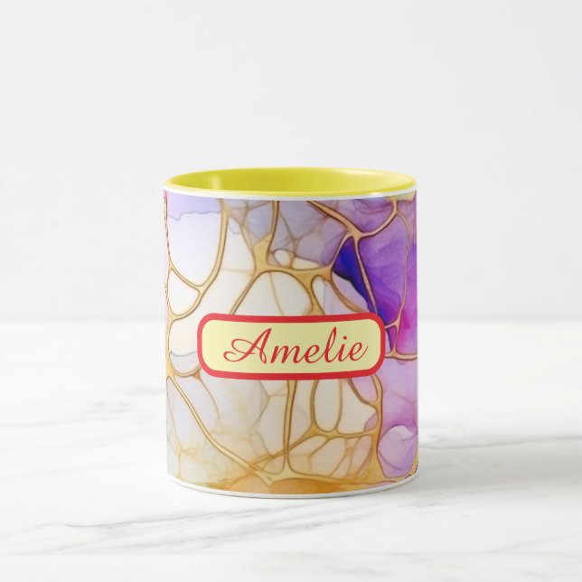Personalized Alcohol Ink Style Mug with Name, gift (Center)