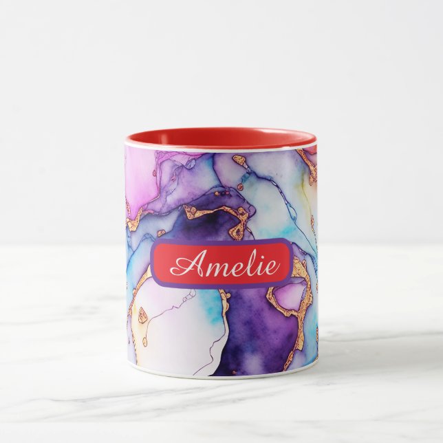 Personalized Alcohol Ink Style Mug with Name, gift (Center)
