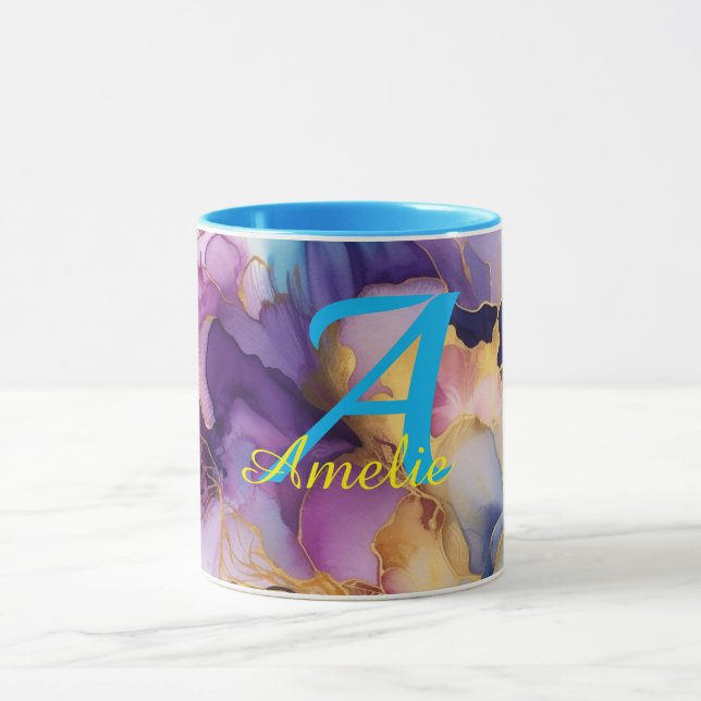 Personalized Alcohol Ink Style Mug with Name, gift (Center)