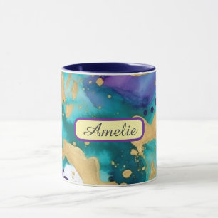 Personalized Alcohol Ink Style Mug with Name, gift