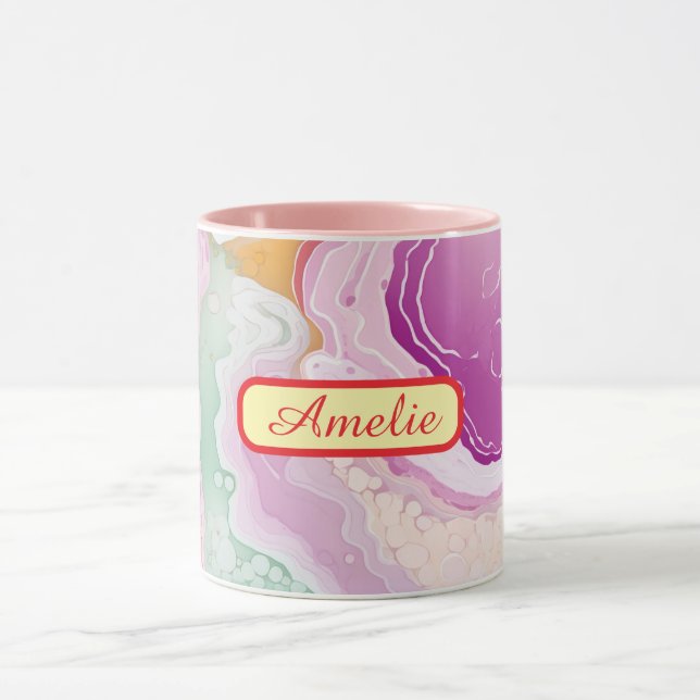 Personalized Alcohol Ink Style Mug with Name, gift (Center)