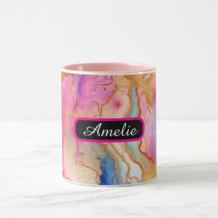 Personalized Alcohol Ink Style Mug with Name, gift