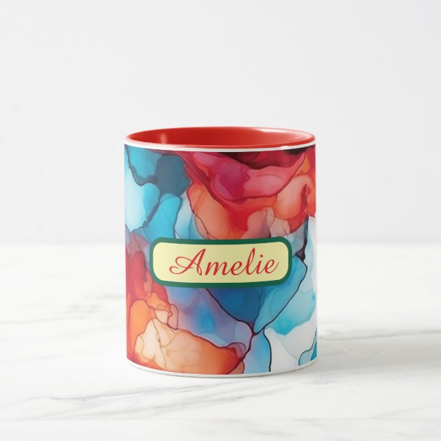 Personalized Alcohol Ink Style Mug with Name, gift (Center)
