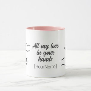 Personalized All My Love Hands Heart Mug