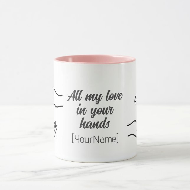 Personalized All My Love Hands Heart Mug (Center)