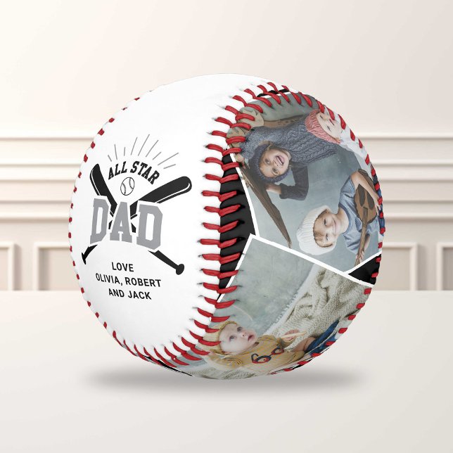 Personalized “All Star Dad” Black White Baseball (Creator Uploaded)