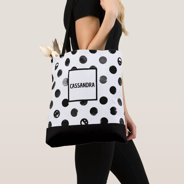 Personalized Allover Polka Dot Tote Bag (Close Up)