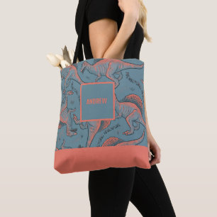 Personalized Allover printed Dinosaur Tote