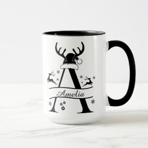 Personalized Alphabet 'A' Christmas Coffee Mug