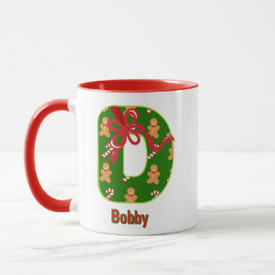 Personalized Alphabet 'D' Christmas Mug