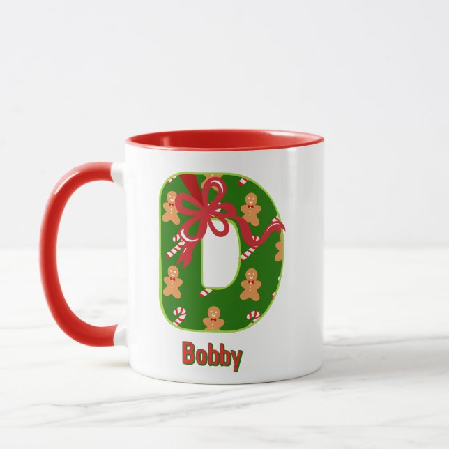 Personalized Alphabet 'D' Christmas  Mug (Left)