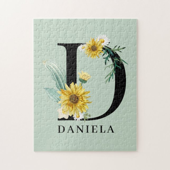 Personalized Alphabet D Floral Monogram  Jigsaw Puzzle (Vertical)