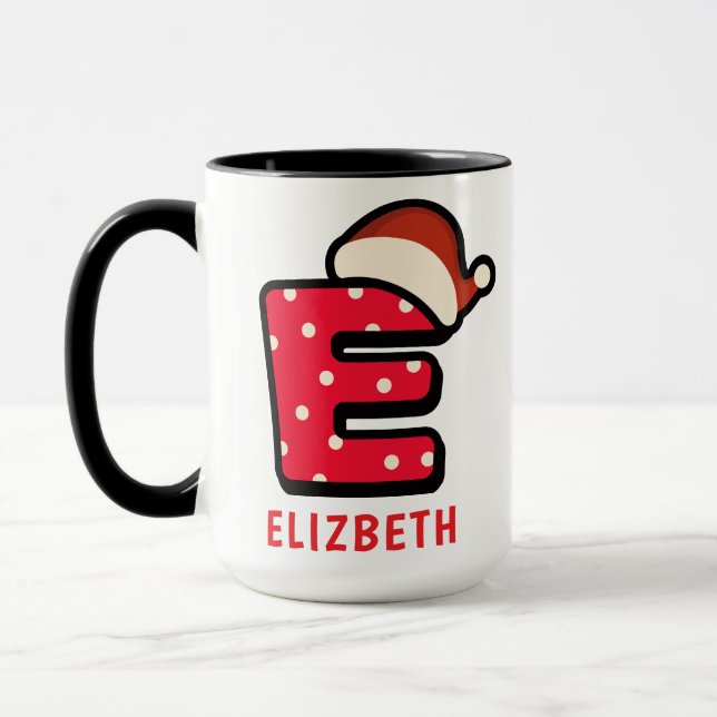 Personalized Alphabet 'E' Christmas  Mug (Left)