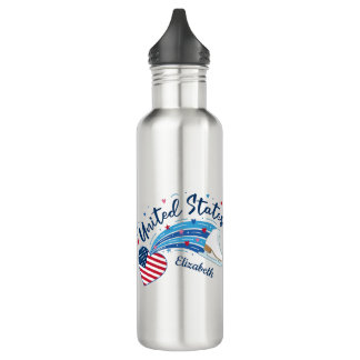 Personalized American Figure Skating Water Bottle
