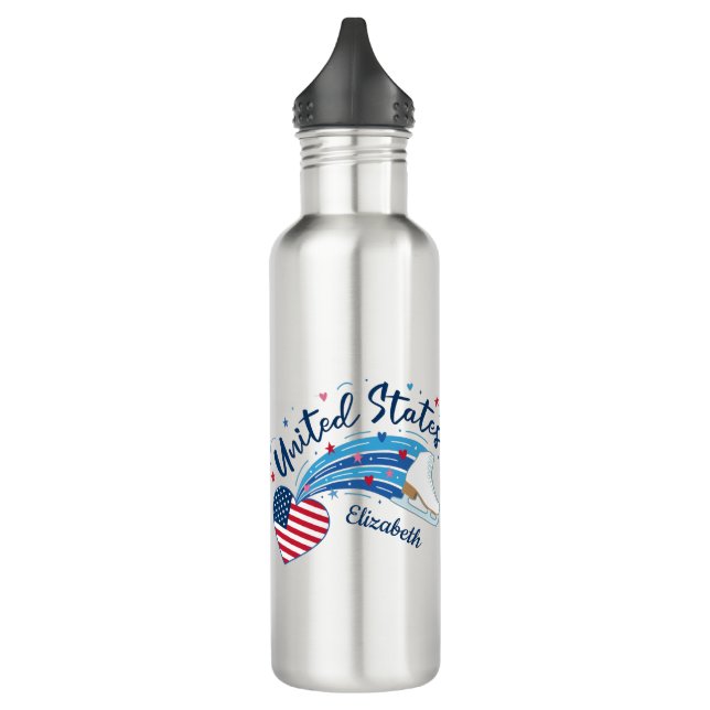 Personalized American Figure Skating Water Bottle (Left)