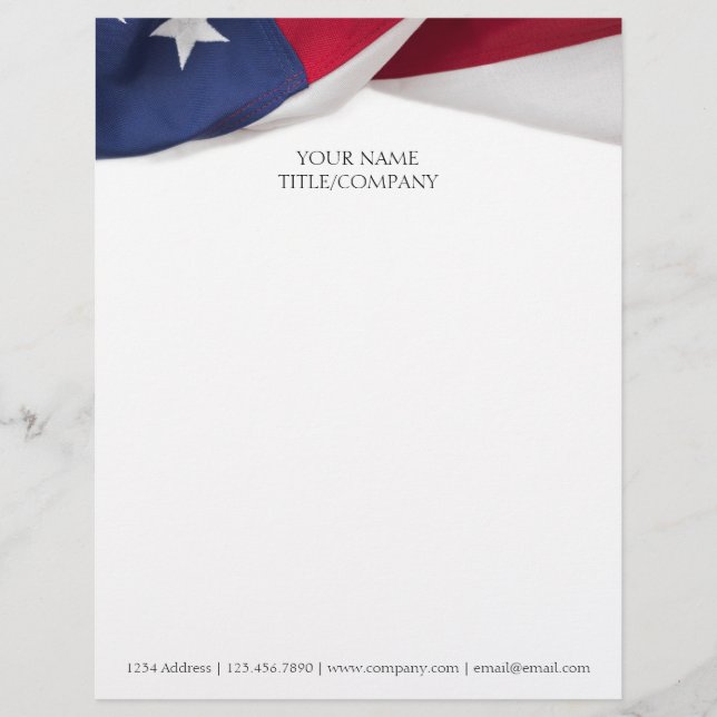 Personalized American Flag Company Name Business  Custom Letterhead (Front)