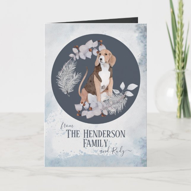 Personalized American Foxhound Christmas Holiday Card (Front)
